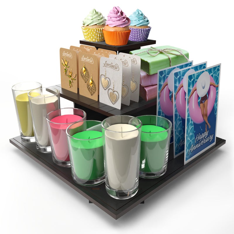 DS THE DISPLAY STORE ركن عرض خشبي أسود متدرج لأحداث البائعين، أرفف عرض للعروض الحرفية، سوق المزارعين، المعارض التجارية، بطاقة عرض القرط وحامل الملصقات، عرض الشموع - Image 3
